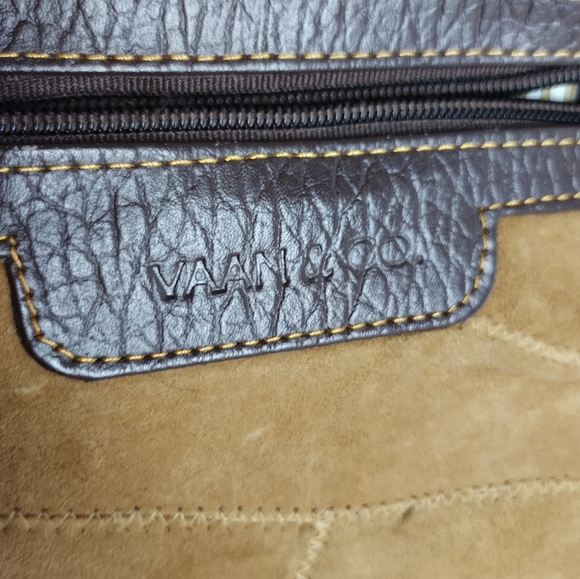 Vaan & Co Women Milano Upcycled Leather And Suede Herringbone Tote Shoulder Bag - Picture 3 of 15